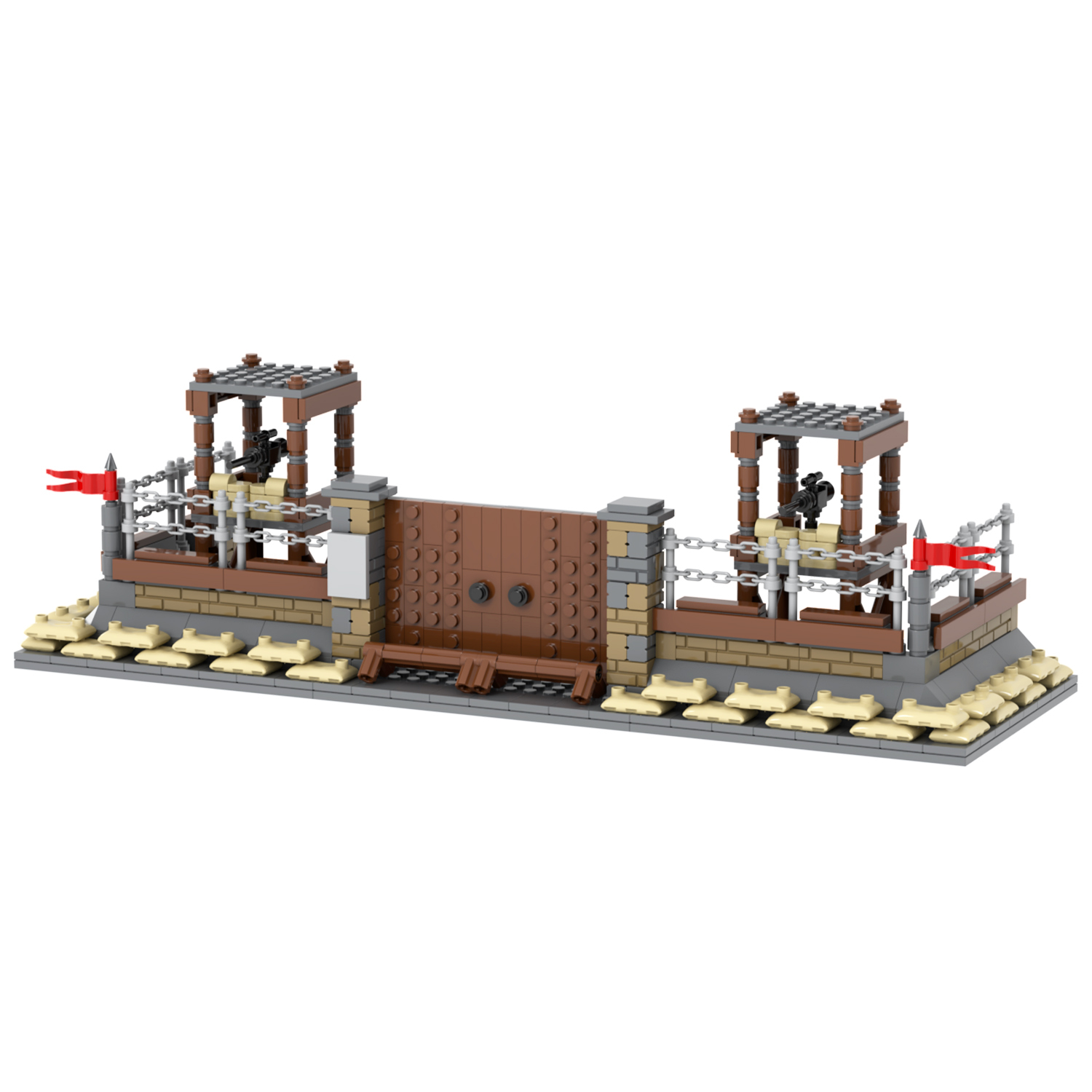 MOC5081-A Lego military bases World Gates towers Arsenal building WW2 War scene toys soldiers army building blocks sets Toys for kids
