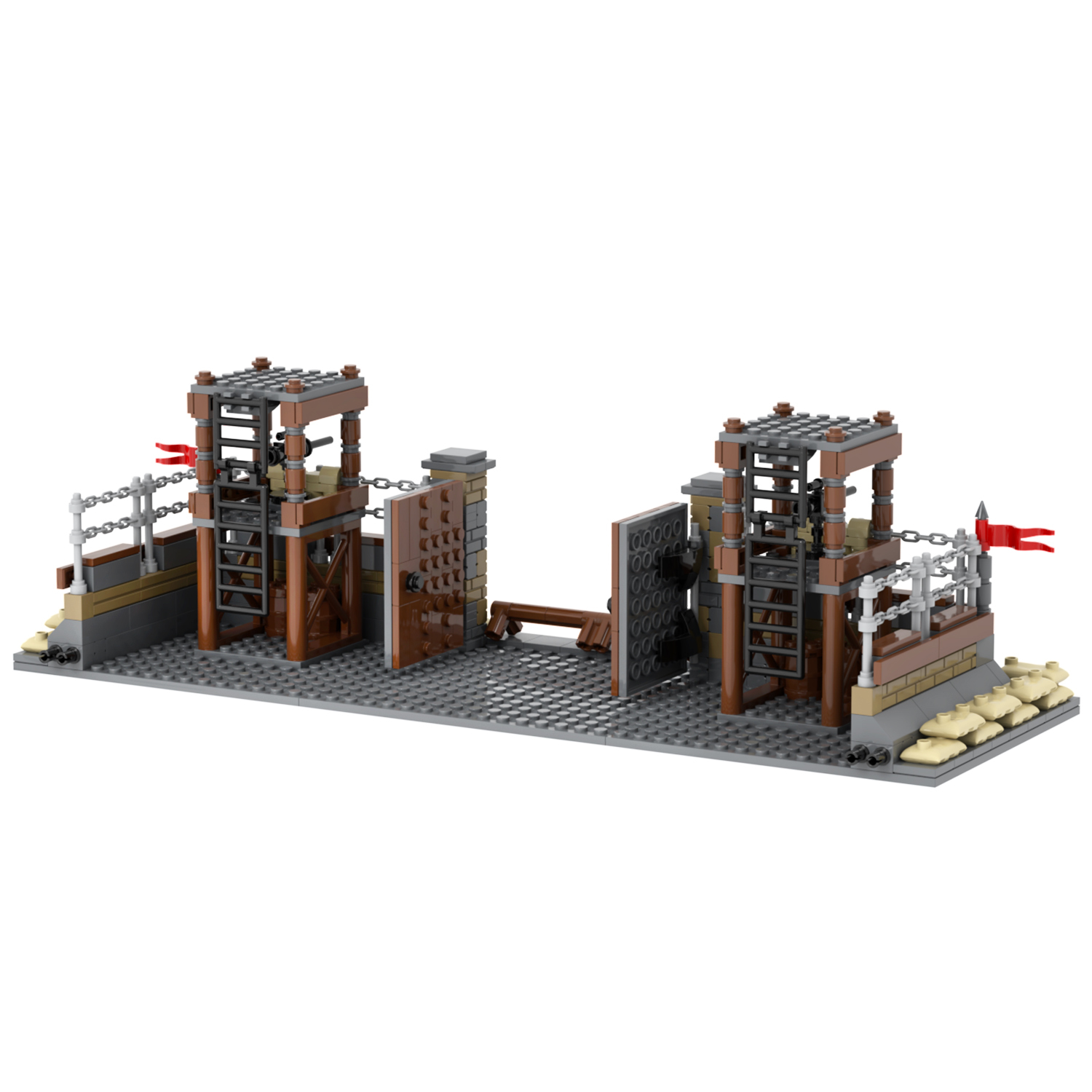 MOC5081-A Lego military bases World Gates towers Arsenal building WW2 War scene toys soldiers army building blocks sets Toys for kids