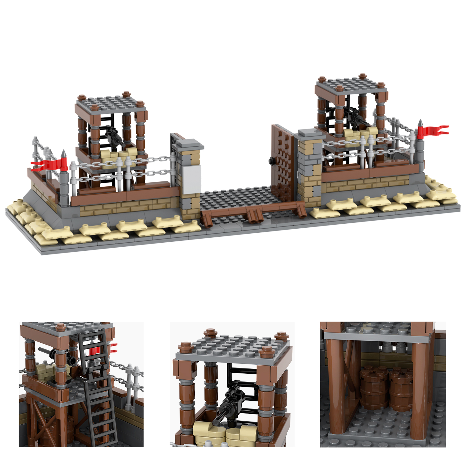 MOC5081-A Lego military bases World Gates towers Arsenal building WW2 War scene toys soldiers army building blocks sets Toys for kids