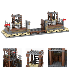 MOC5081-A Lego military bases World Gates towers Arsenal building WW2 War scene toys soldiers army building blocks sets Toys for kids