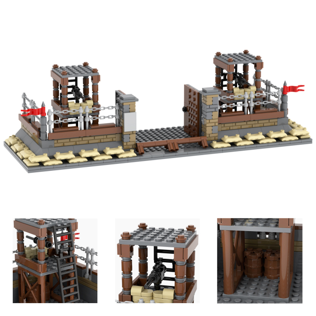 MOC5081-A Lego military bases World Gates towers Arsenal building WW2 War scene toys soldiers army building blocks sets Toys for kids