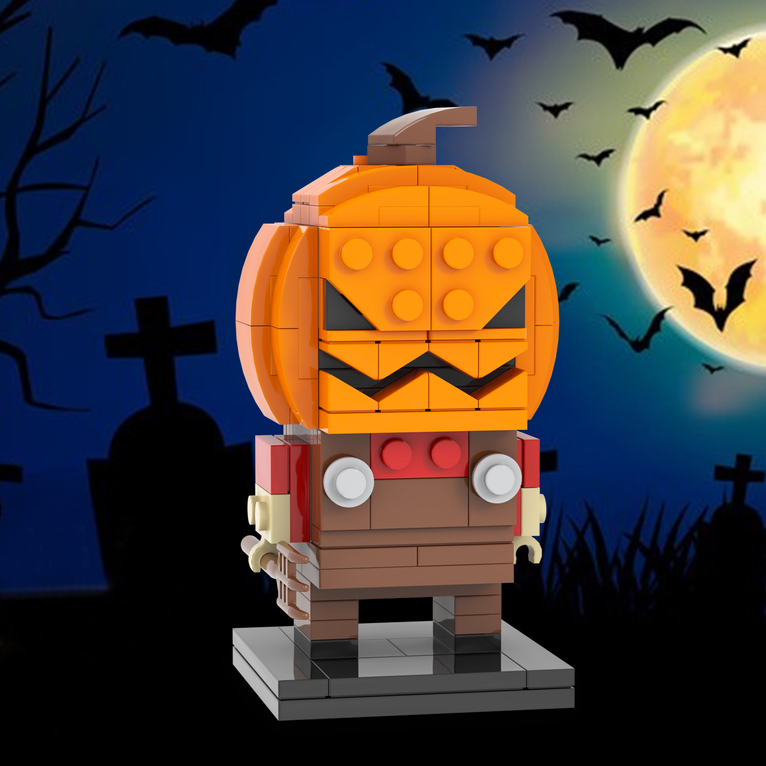 MOC7081 Halloween Horror Movie Character Square Head Bricks Pumpkin Head Demon139Pcs Assemble Collect Building Blocks Children Gift Toys