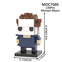 MOC7085 Michael Myers 130Pcs Square Head Bricks Halloween Horror Movie Character Assemble Collect Building Blocks Kids Gift Toys