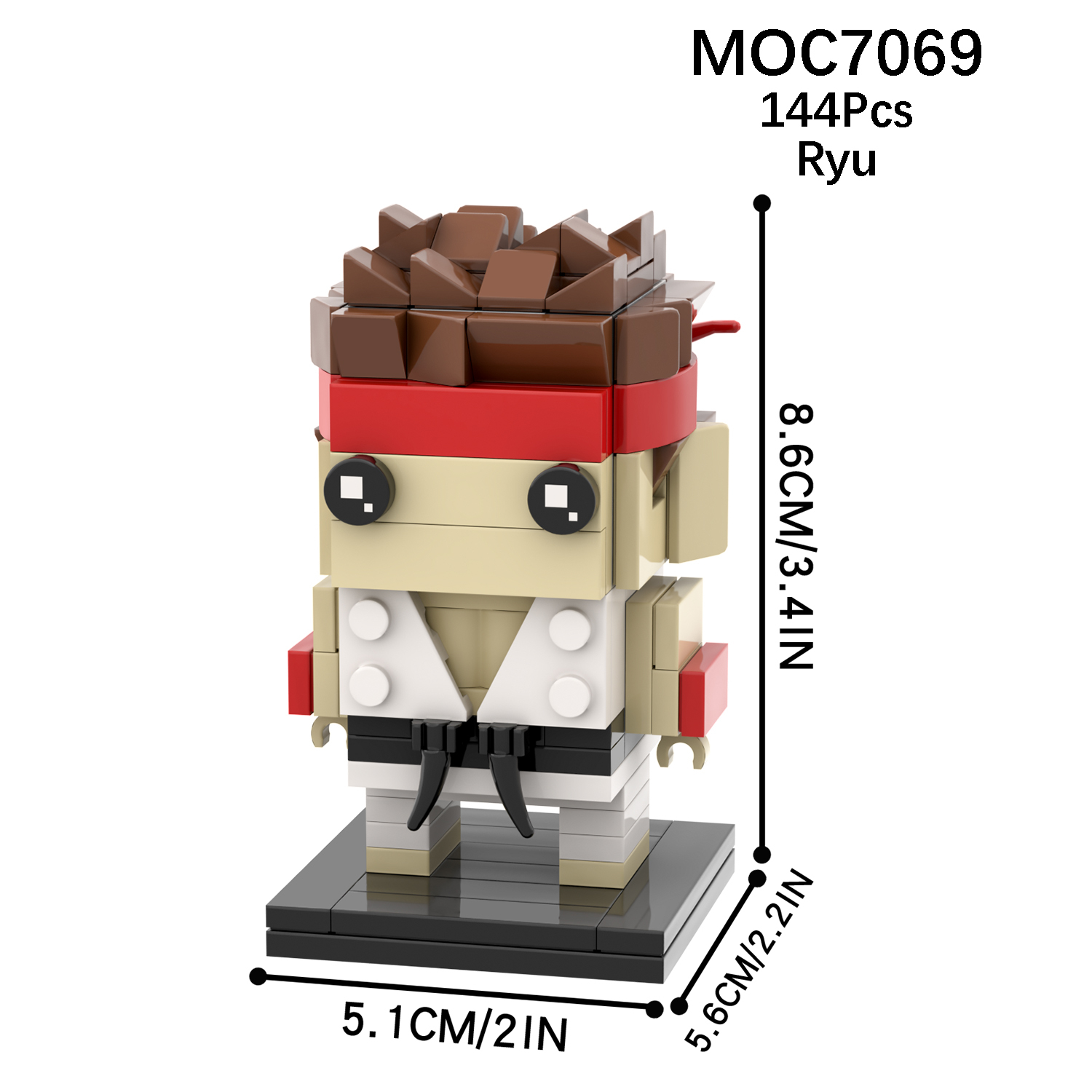 MOC7069 Ryu 144Pcs Square Head Bricks The King of Fighters Action Cartoon Game Character Model Assembly DIY Building Blocks For Kids Gift Toys