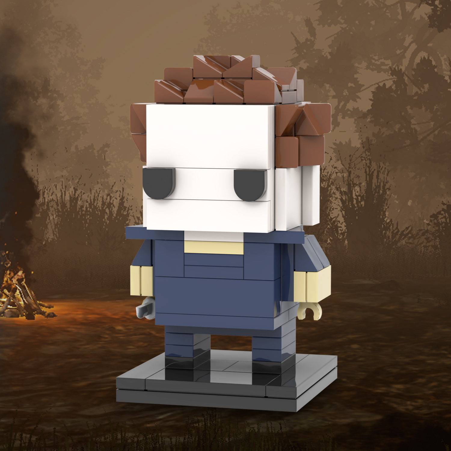 MOC7085 Michael Myers 130Pcs Square Head Bricks Halloween Horror Movie Character Assemble Collect Building Blocks Kids Gift Toys
