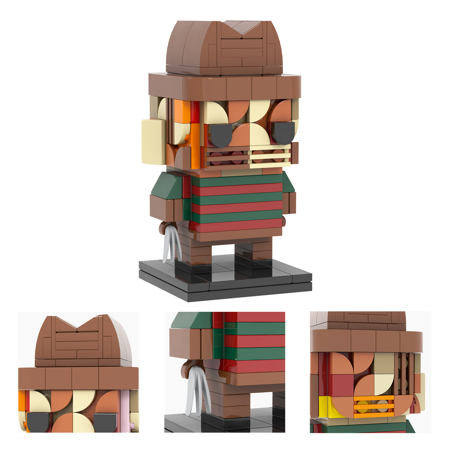 MOC7077 Freddy Krueger Halloween Horror Movie Character Square Head Bricks 167Pcs Assemble Collect Building Blocks Children Gift Toys