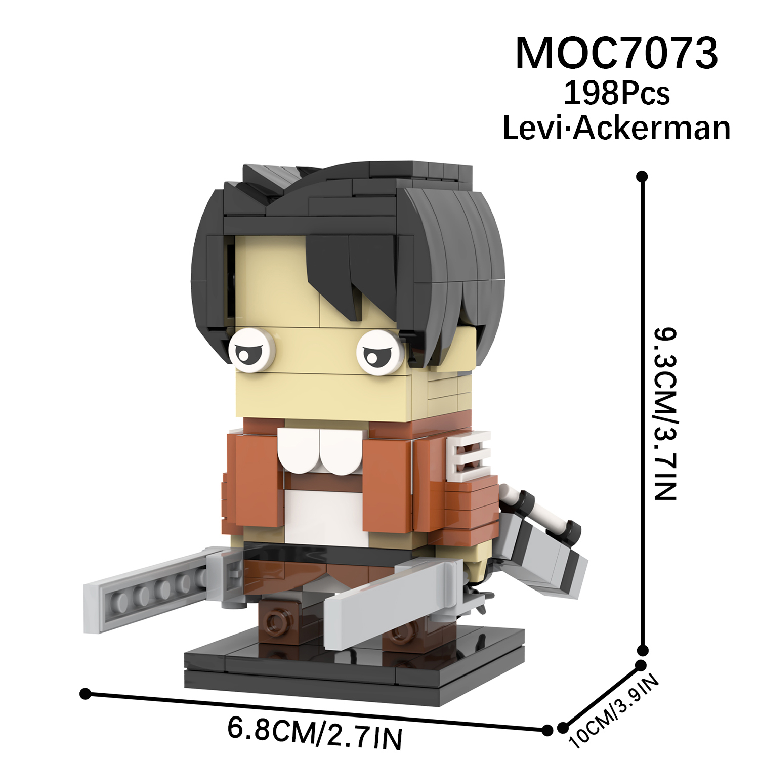 MOC7073 Attack On Titan Levi Ackerman 198Pcs Anime Character Square Head Bricks Collect Educational Building Blocks Kids Gift Toys