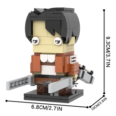 MOC7073 Attack On Titan Levi Ackerman 198Pcs Anime Character Square Head Bricks Collect Educational Building Blocks Kids Gift Toys