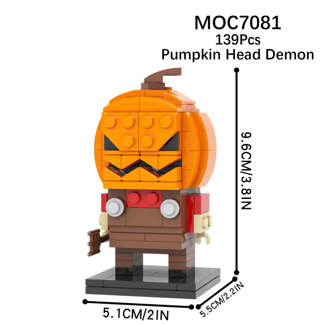 MOC7081 Halloween Horror Movie Character Square Head Bricks Pumpkin Head Demon139Pcs Assemble Collect Building Blocks Children Gift Toys