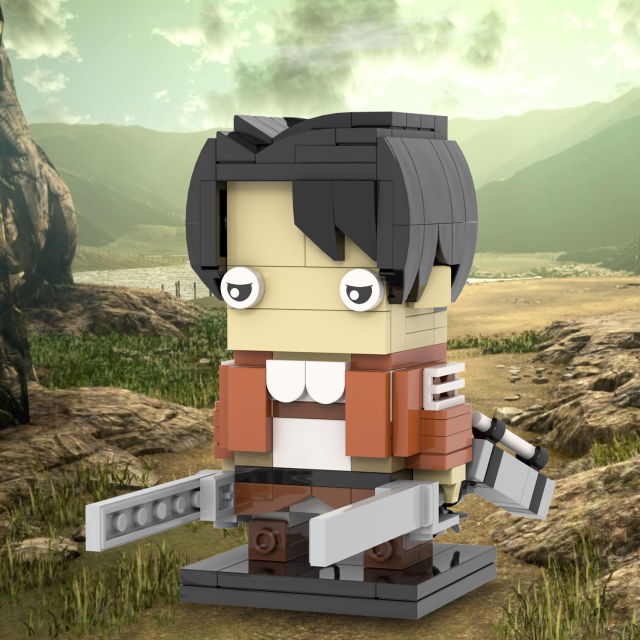 MOC7073 Attack On Titan Levi Ackerman 198Pcs Anime Character Square Head Bricks Collect Educational Building Blocks Kids Gift Toys