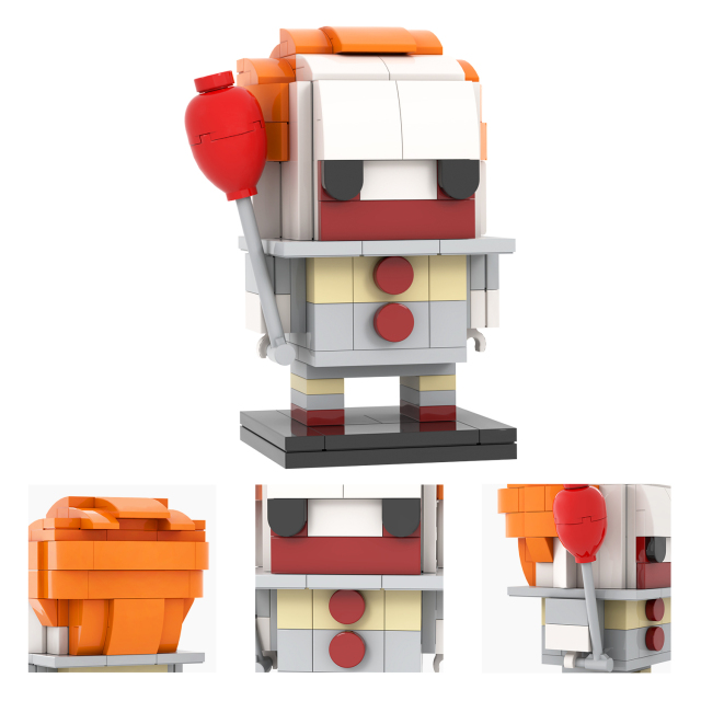 MOC7083 Square Head Bricks Pennywise 153Pcs Halloween Horror Movie Character Assemble Collect Building Blocks Children Gift Toys