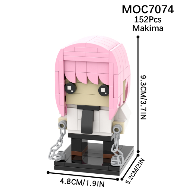 MOC7074 Chainsaw Man Makima 152Pcs Square Head Bricks Anime Educational Collect Plastic Building Blocks Kids Gift Toys