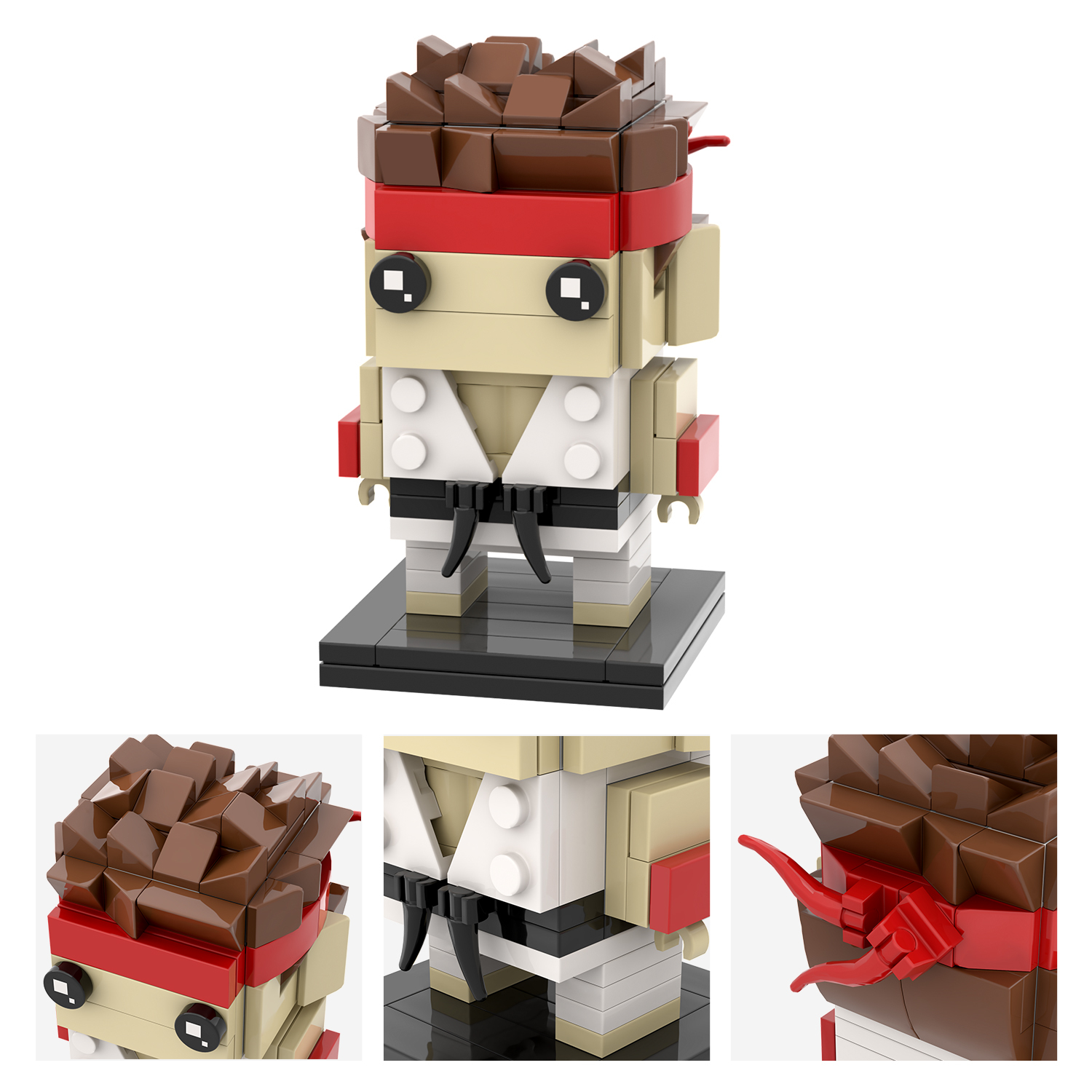 MOC7069 Ryu 144Pcs Square Head Bricks The King of Fighters Action Cartoon Game Character Model Assembly DIY Building Blocks For Kids Gift Toys