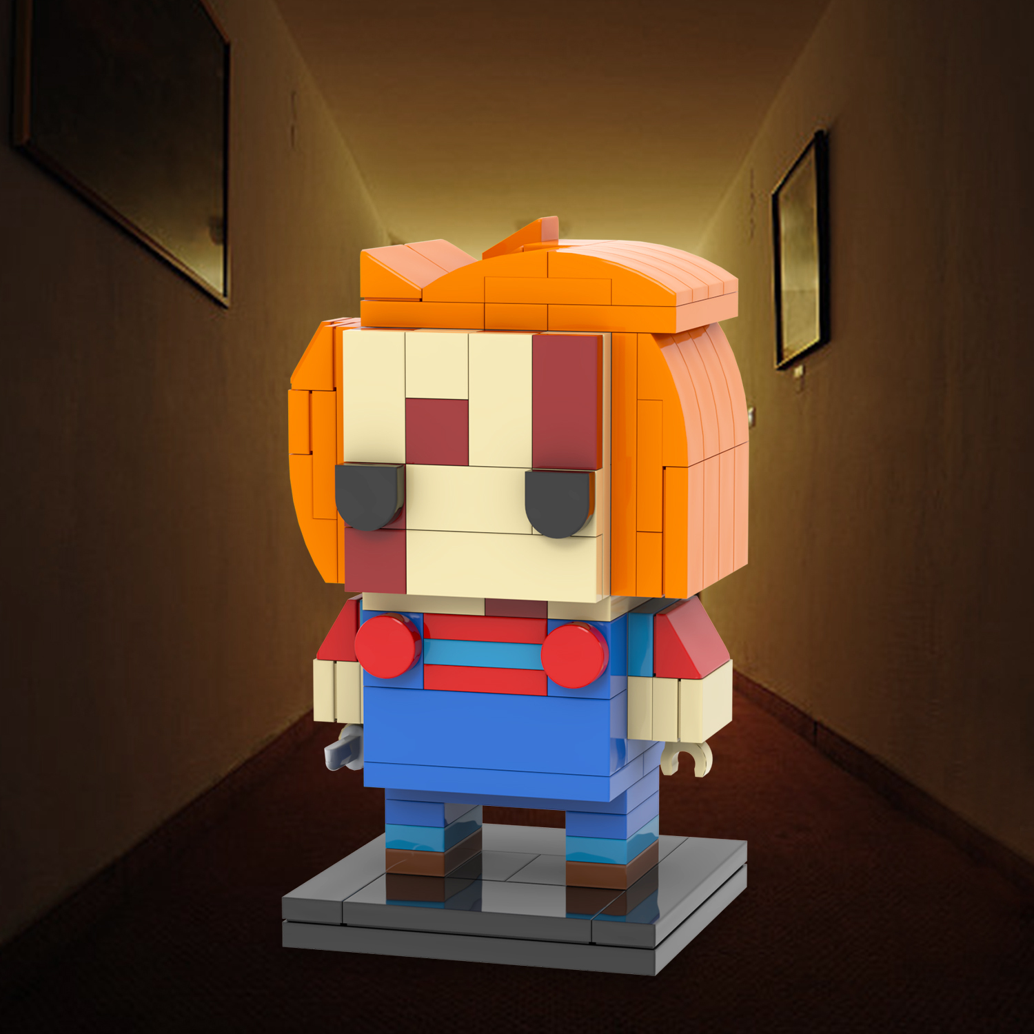MOC7082 Square Head Bricks Chucky 138Pcs Halloween Horror Movie Character Assemble Collect Building Blocks Children Gift Toys