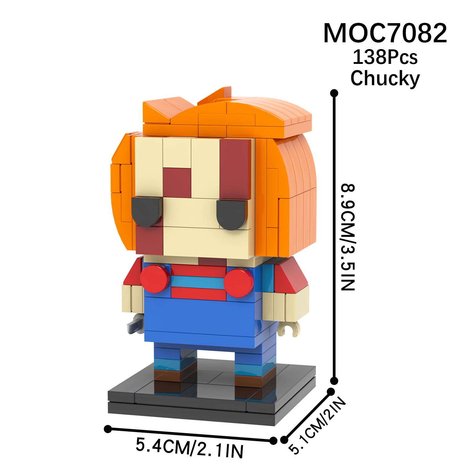 MOC7082 Square Head Bricks Chucky 138Pcs Halloween Horror Movie Character Assemble Collect Building Blocks Children Gift Toys