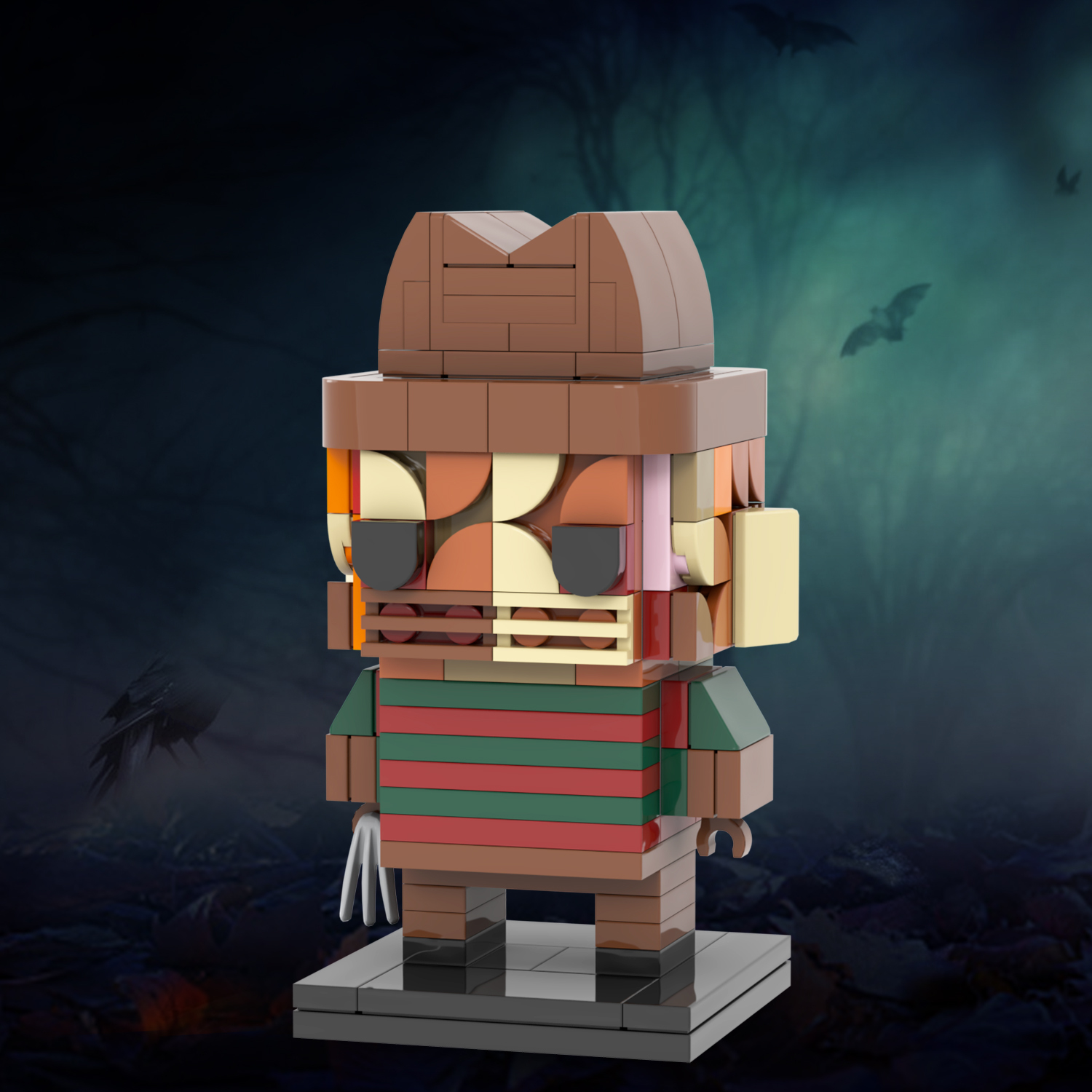 MOC7077 Freddy Krueger Halloween Horror Movie Character Square Head Bricks 167Pcs Assemble Collect Building Blocks Children Gift Toys
