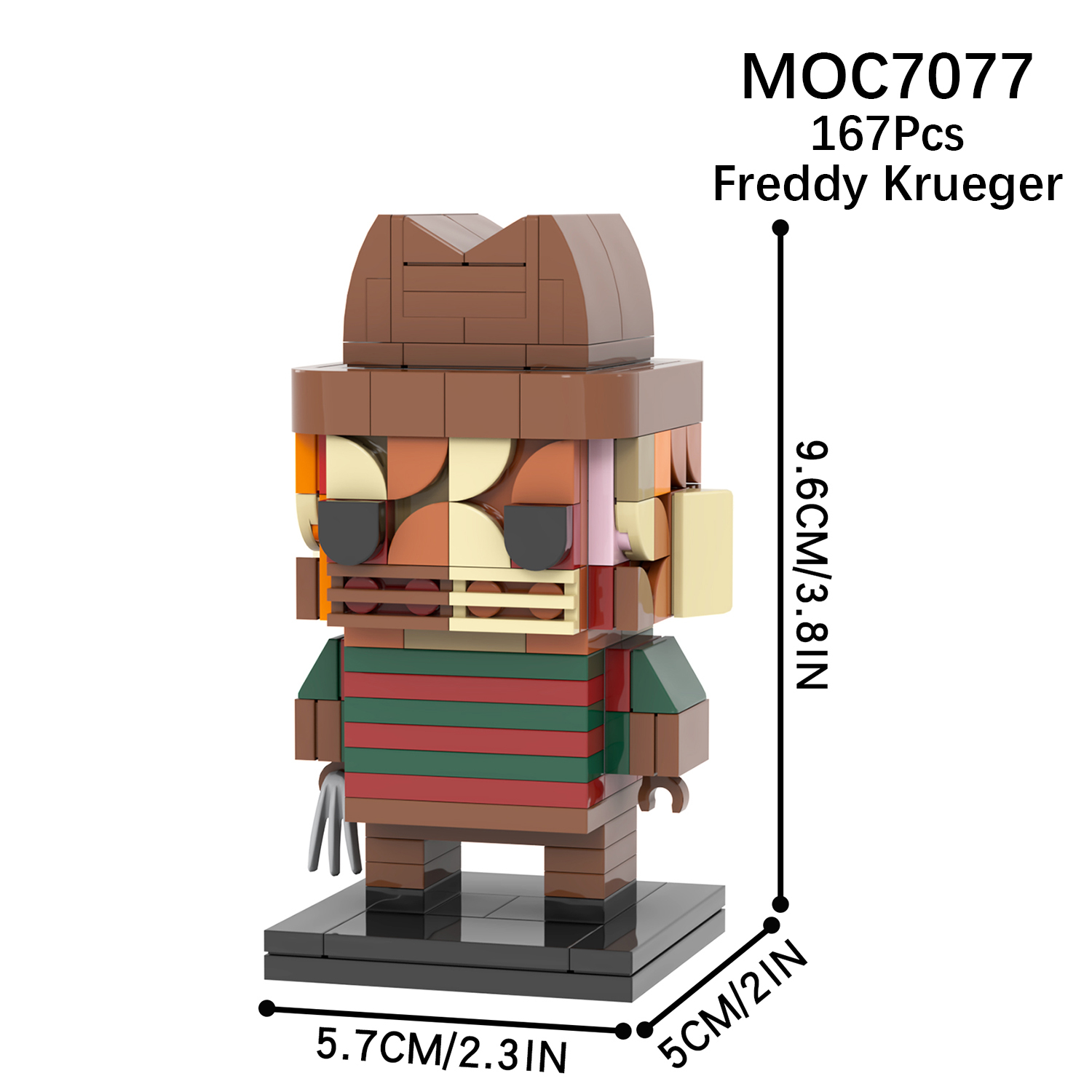 MOC7077 Freddy Krueger Halloween Horror Movie Character Square Head Bricks 167Pcs Assemble Collect Building Blocks Children Gift Toys