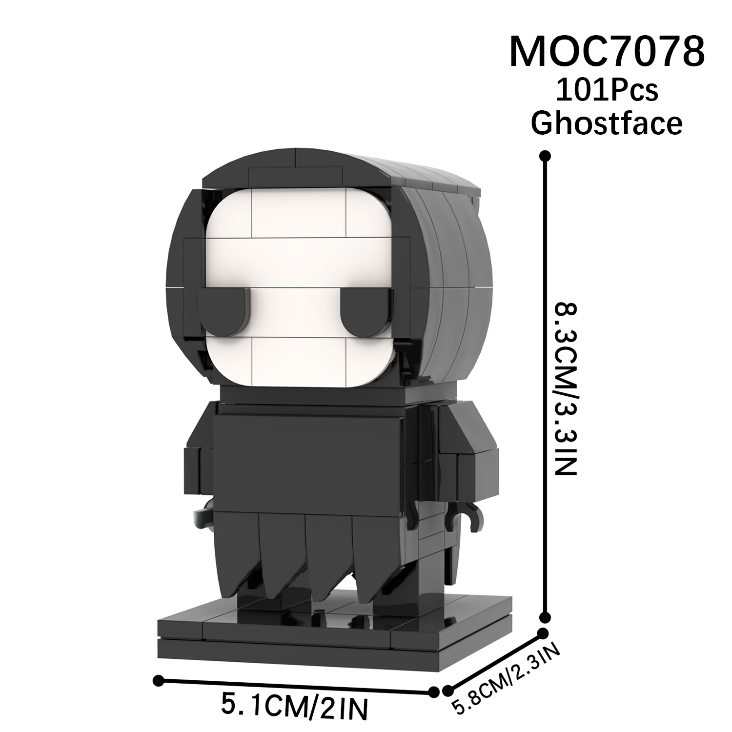 MOC7078 Ghostface Halloween Horror Movie Character Square Head Bricks 101Pcs Assemble Collect Building Blocks Children Gift Toys