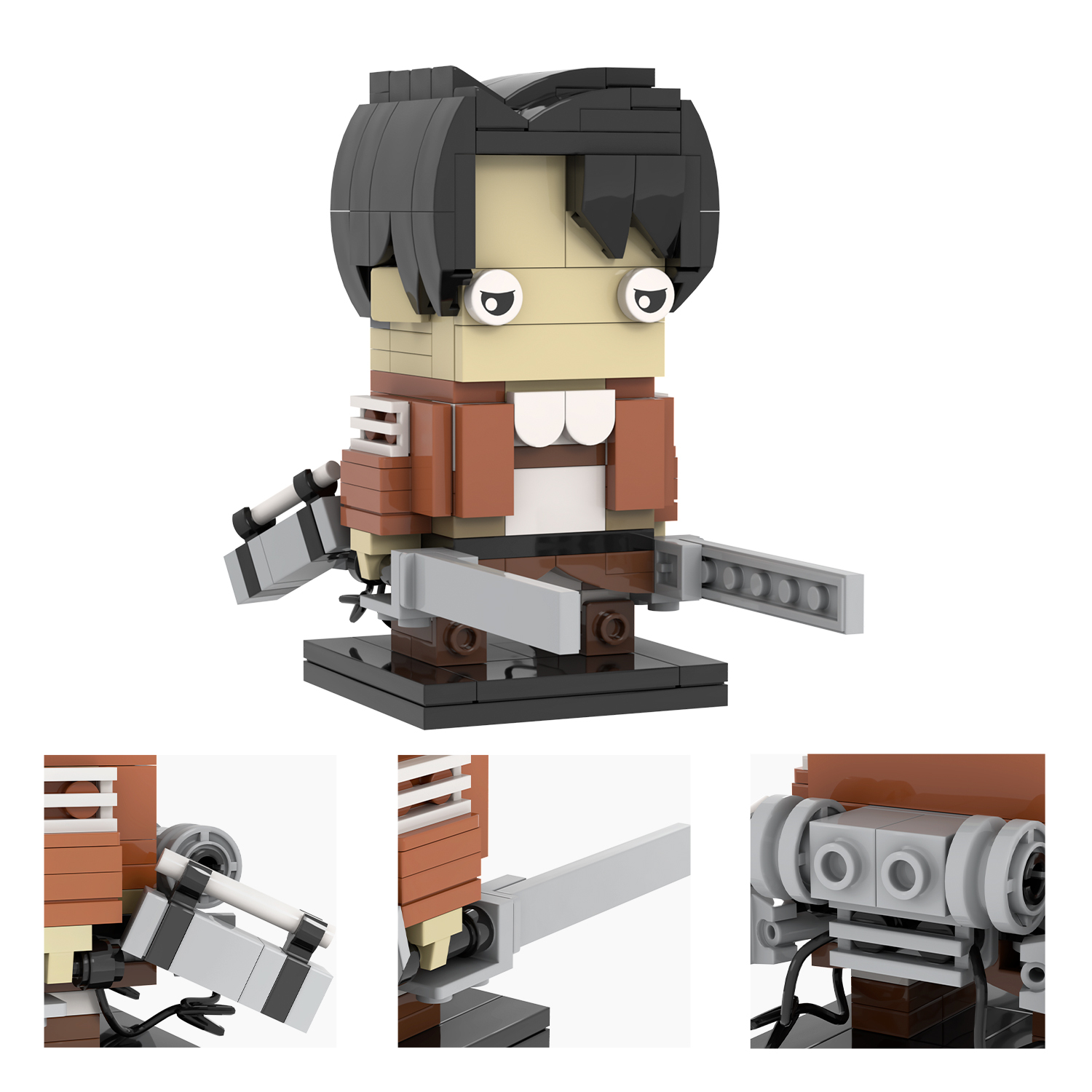 MOC7073 Attack On Titan Levi Ackerman 198Pcs Anime Character Square Head Bricks Collect Educational Building Blocks Kids Gift Toys
