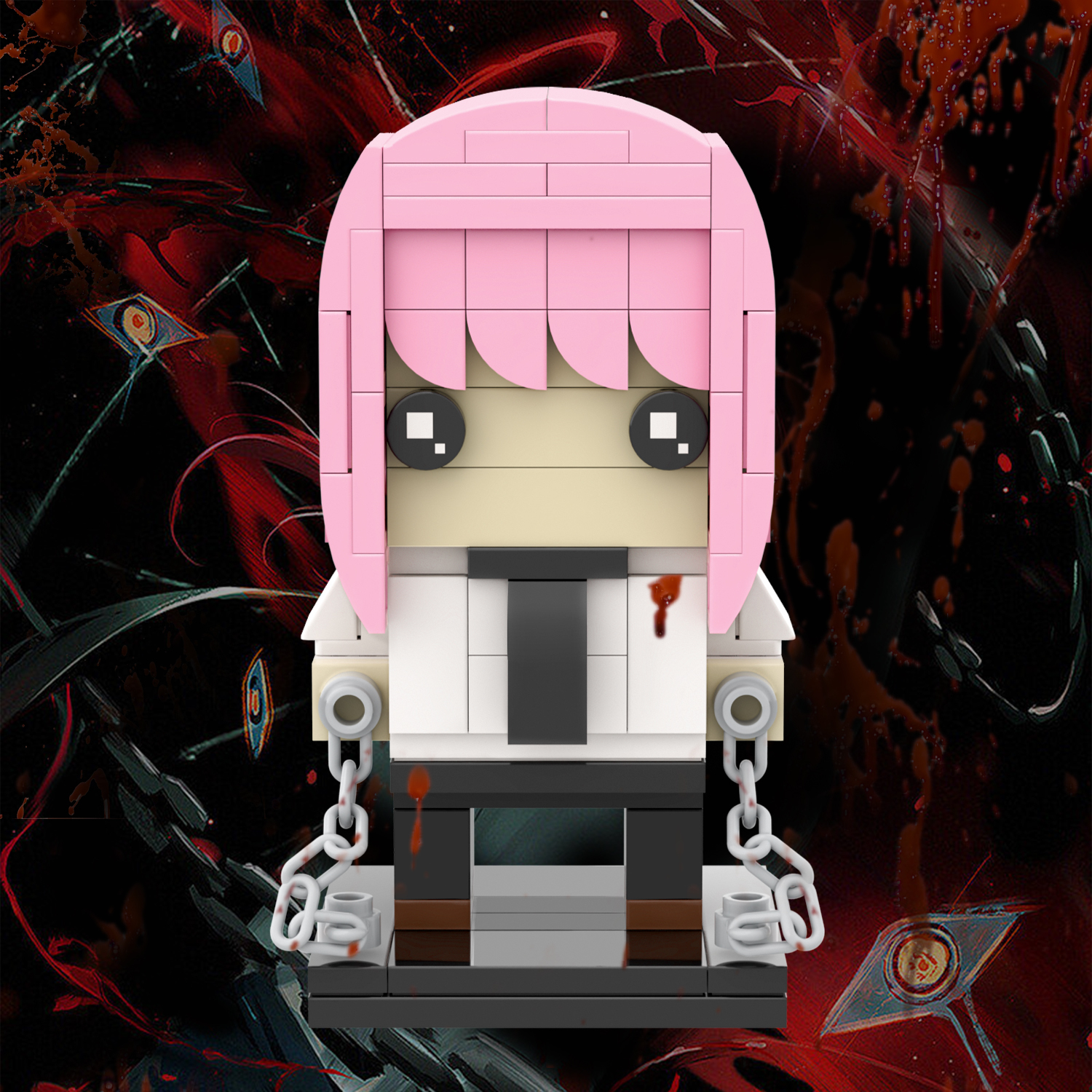 MOC7074 Chainsaw Man Makima 152Pcs Square Head Bricks Anime Educational Collect Plastic Building Blocks Kids Gift Toys