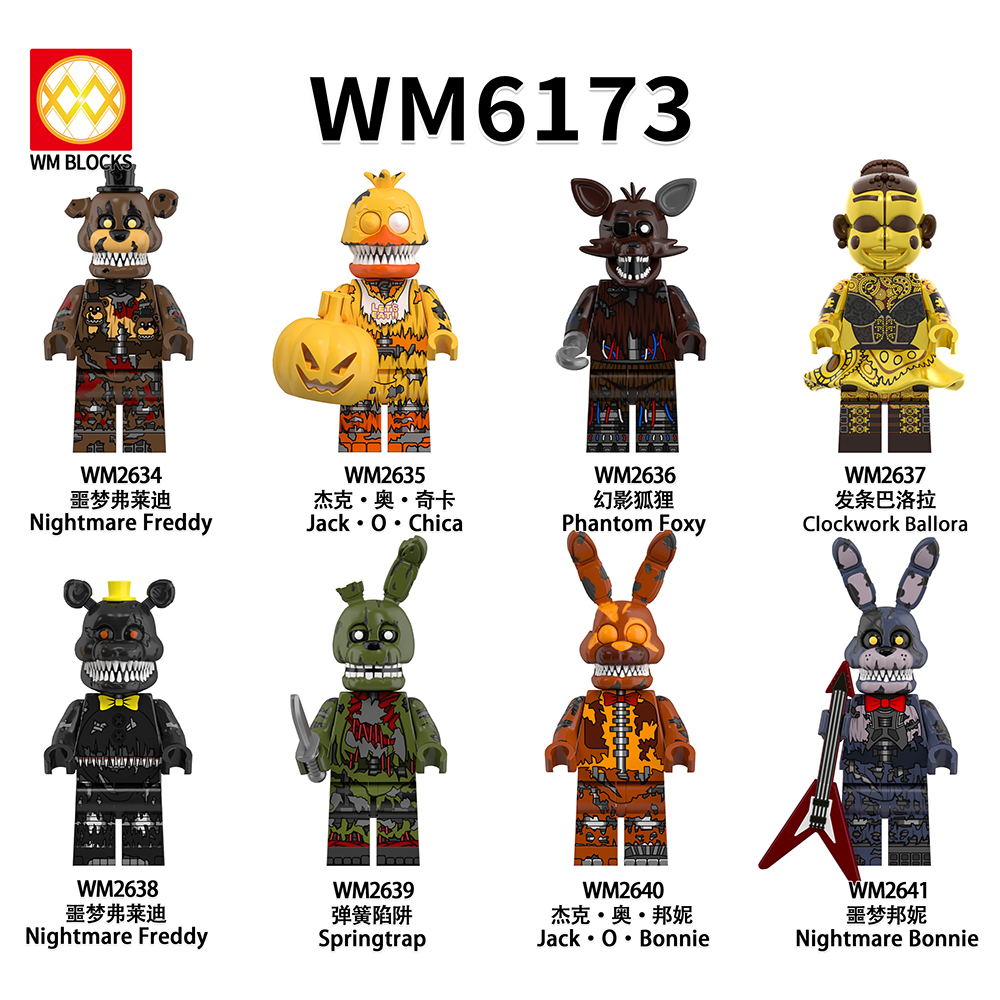 WM6173 FNAF five nights five nights at freddy's Nightmare Freedy Jack O Chica Phantom Foxy Clockwork Ballora Springtrap Jack O Bonnie Nightmare Bonnie mini figures juguetes mini toys building blocks sets Toys for kids