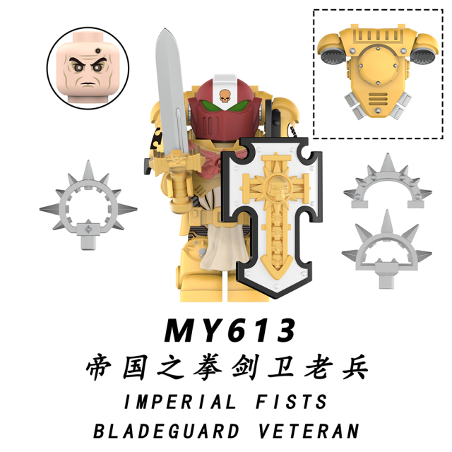 MY611-615 Ultramarines Blood Angel Imperial Fists Space Wolves Dark Angels Bladeguard Veteran Decoration Assembly Plastic Building Block Boys Kids Gift Toys