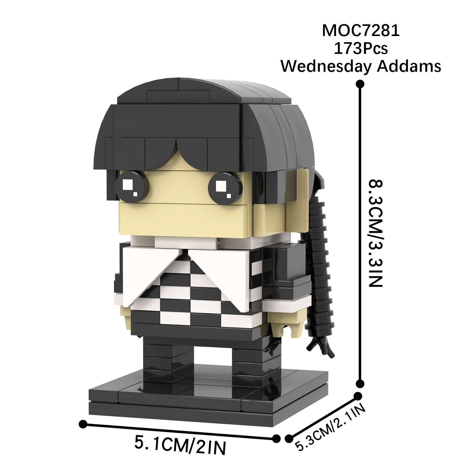 MOC7281 Wednesday  Addams 173Pcs Square Heads Bricks Fantasy TV Series Educational Assemble Model Building Blocks Kids Gift Toys