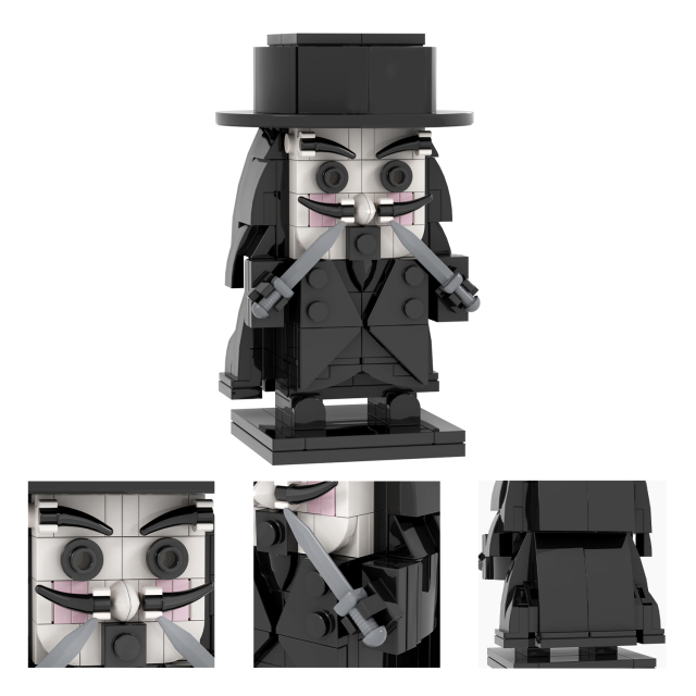 MOC7271 V for Vendetta Freedom Fighter V 189Pcs Bricks Science Fiction Anime Movie Character Assemble Building Blocks Kids Toys