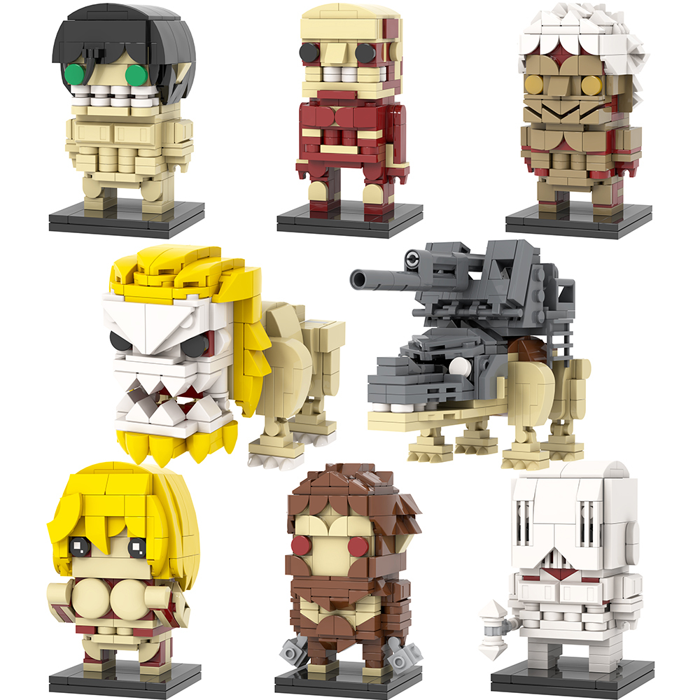 MOC7282-7289  Attack On Titan Anime Colossal Titan The Armored Titan The Female Titan Beast Titan The Cart Titan Agito no kyojin Square Head Collect Building Block Kids Toys