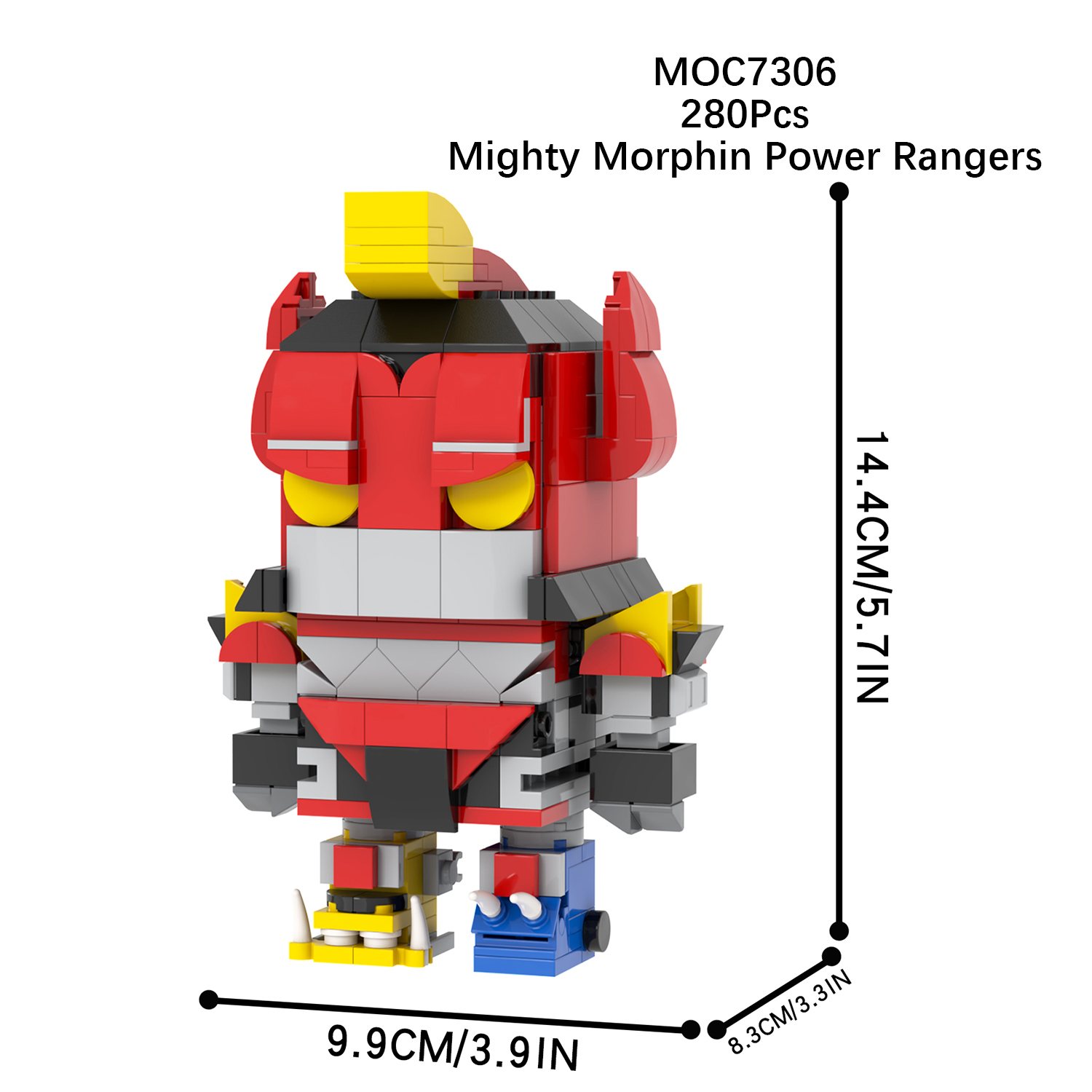 MOC Brickheadz MOC7306 280Pcs Mighty Morphin Power Rangers Educational Model DIY Building Blocks for Kids Toys