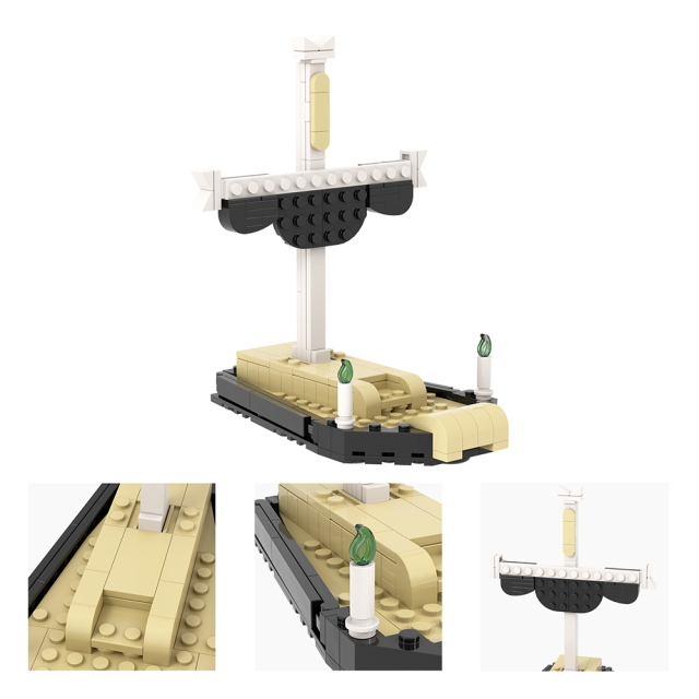 MOC1525 Japanese 1 Piece OP Dracule Mihawk Ghost Fire Coffin Ship Juguetes Building Blocks Children Educational Anime Kids Toys
