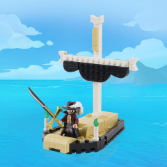 MOC1525 Japanese 1 Piece OP Dracule Mihawk Ghost Fire Coffin Ship Juguetes Building Blocks Children Educational Anime Kids Toys