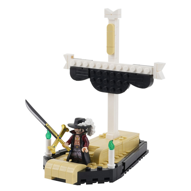 MOC1525 Japanese 1 Piece OP Dracule Mihawk Ghost Fire Coffin Ship Juguetes Building Blocks Children Educational Anime Kids Toys
