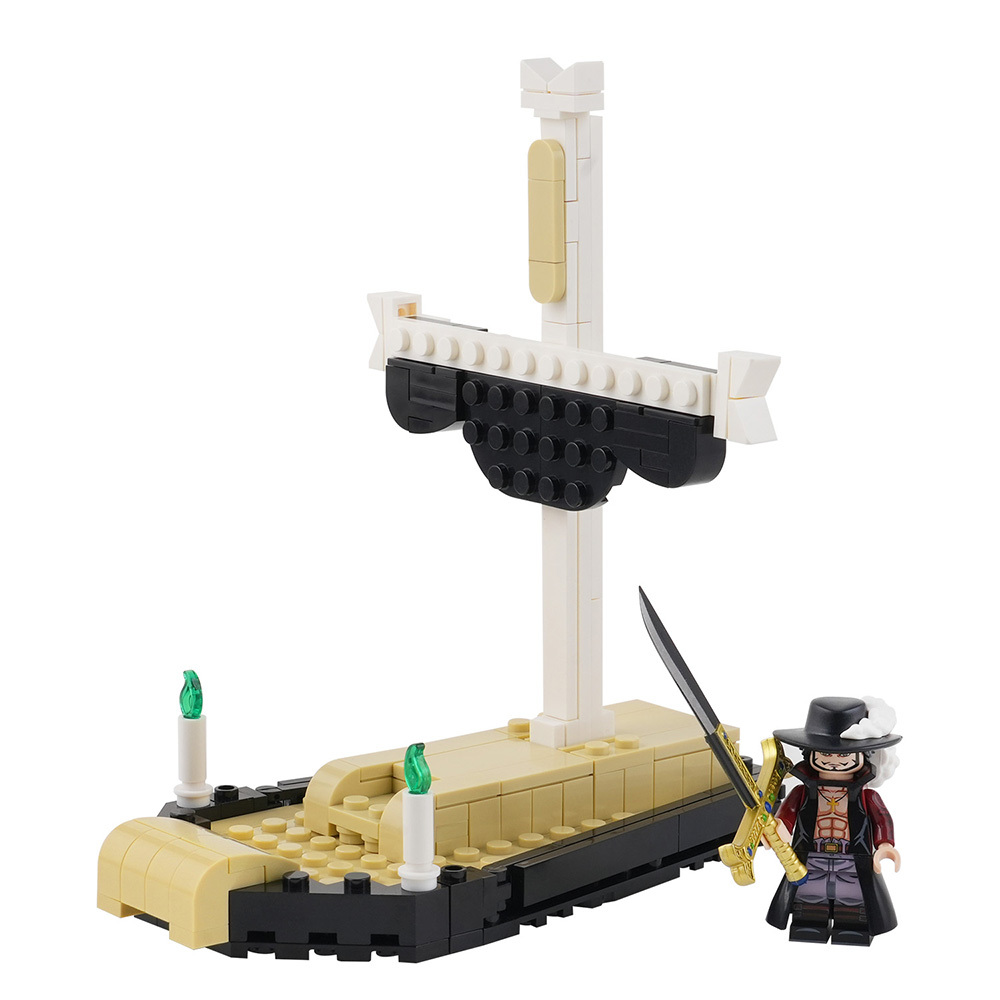 MOC1525 Japanese 1 Piece OP Dracule Mihawk Ghost Fire Coffin Ship Juguetes Building Blocks Children Educational Anime Kids Toys