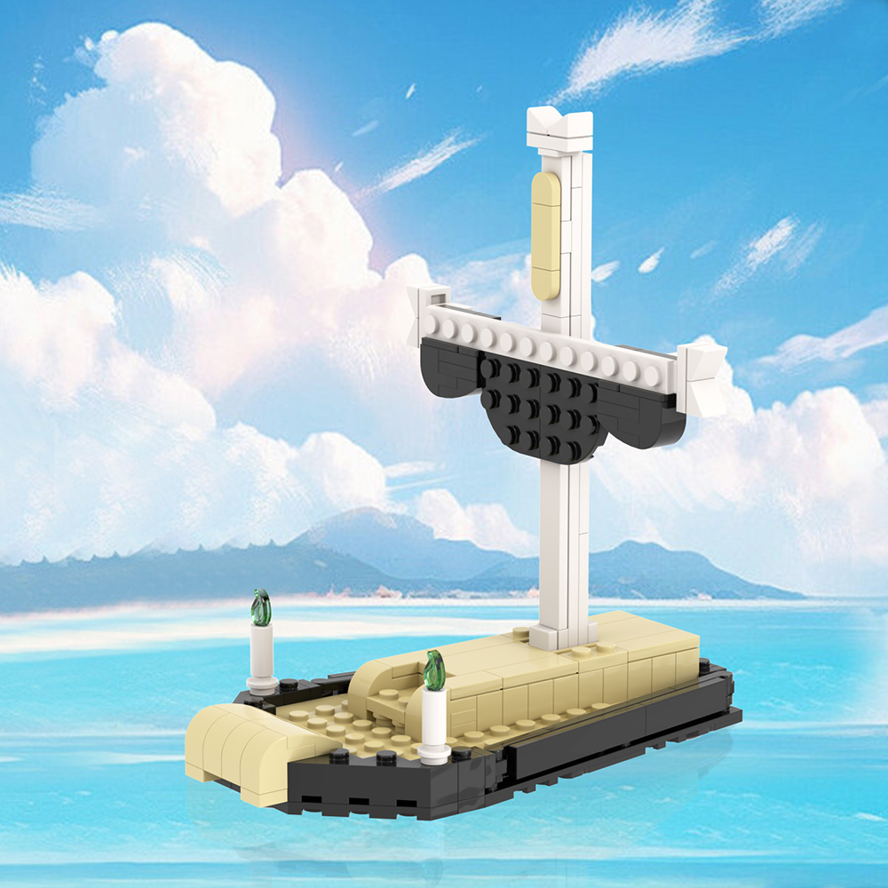 MOC1525 Japanese 1 Piece OP Dracule Mihawk Ghost Fire Coffin Ship Juguetes Building Blocks Children Educational Anime Kids Toys