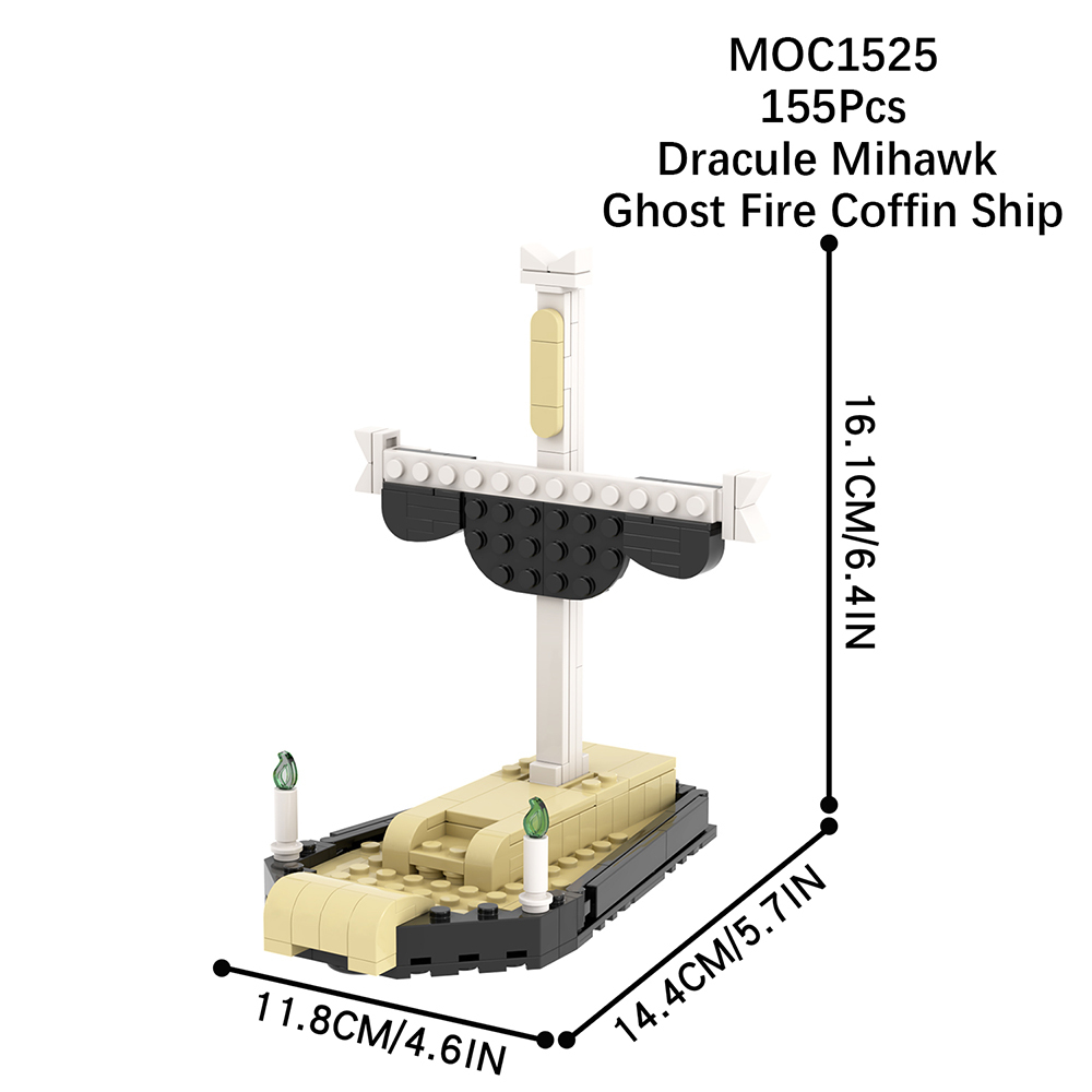 MOC1525 Japanese 1 Piece OP Dracule Mihawk Ghost Fire Coffin Ship Juguetes Building Blocks Children Educational Anime Kids Toys