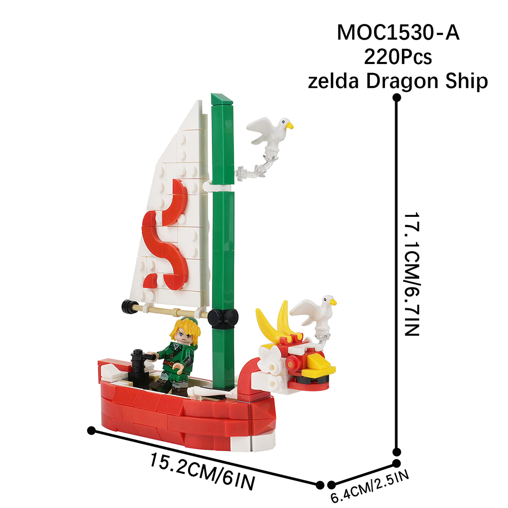 MOC1530 Dragon Ship 220Pcs Bricks Game Character Compatible Assembles Particles Model Plastic Building Blocks Children Gift Toys