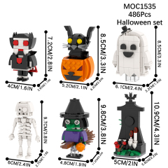 486Pcs MOC1535 Halloween Set Bricks Horror Creative Series Assemble Particle Educational Model Building Blocks Kids Gift Toys