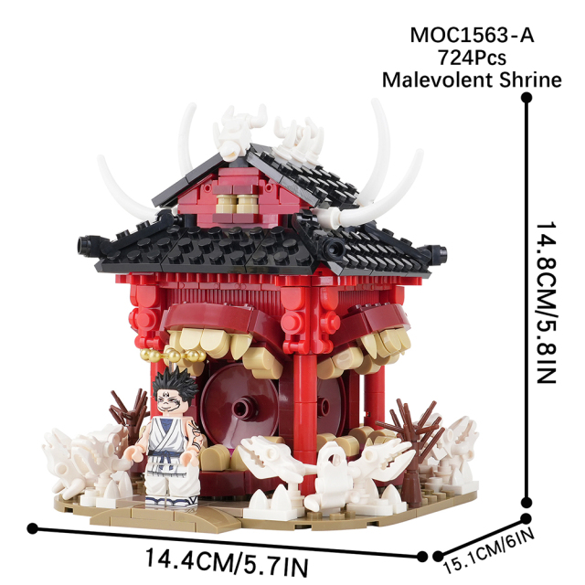 2024 New Arrival MOC1563 723Pcs Malevolent Shrine Jujutsu Boys Figure DIY Building Block Sets Educational Anime Kids Toys