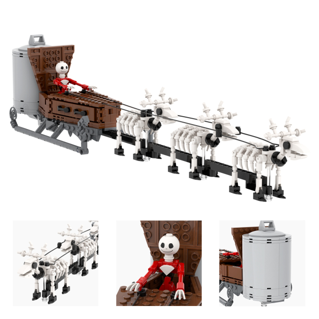 MOC1564 701PCS Skeleton Jack's Christmas Sleigh Gifts Puzzle DIY Building Block Sets Educational Toys Kids For Children