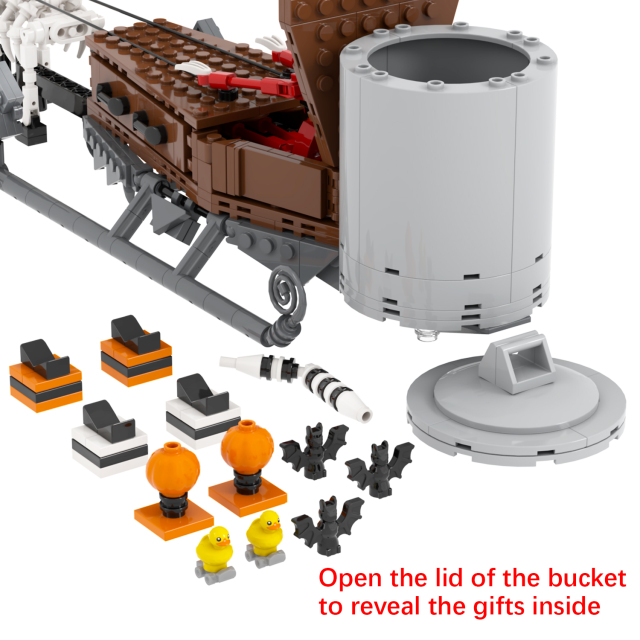 MOC1564 701PCS Skeleton Jack's Christmas Sleigh Gifts Puzzle DIY Building Block Sets Educational Toys Kids For Children