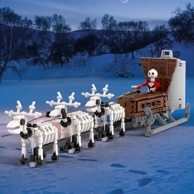 MOC1564 701PCS Skeleton Jack's Christmas Sleigh Gifts Puzzle DIY Building Block Sets Educational Toys Kids For Children