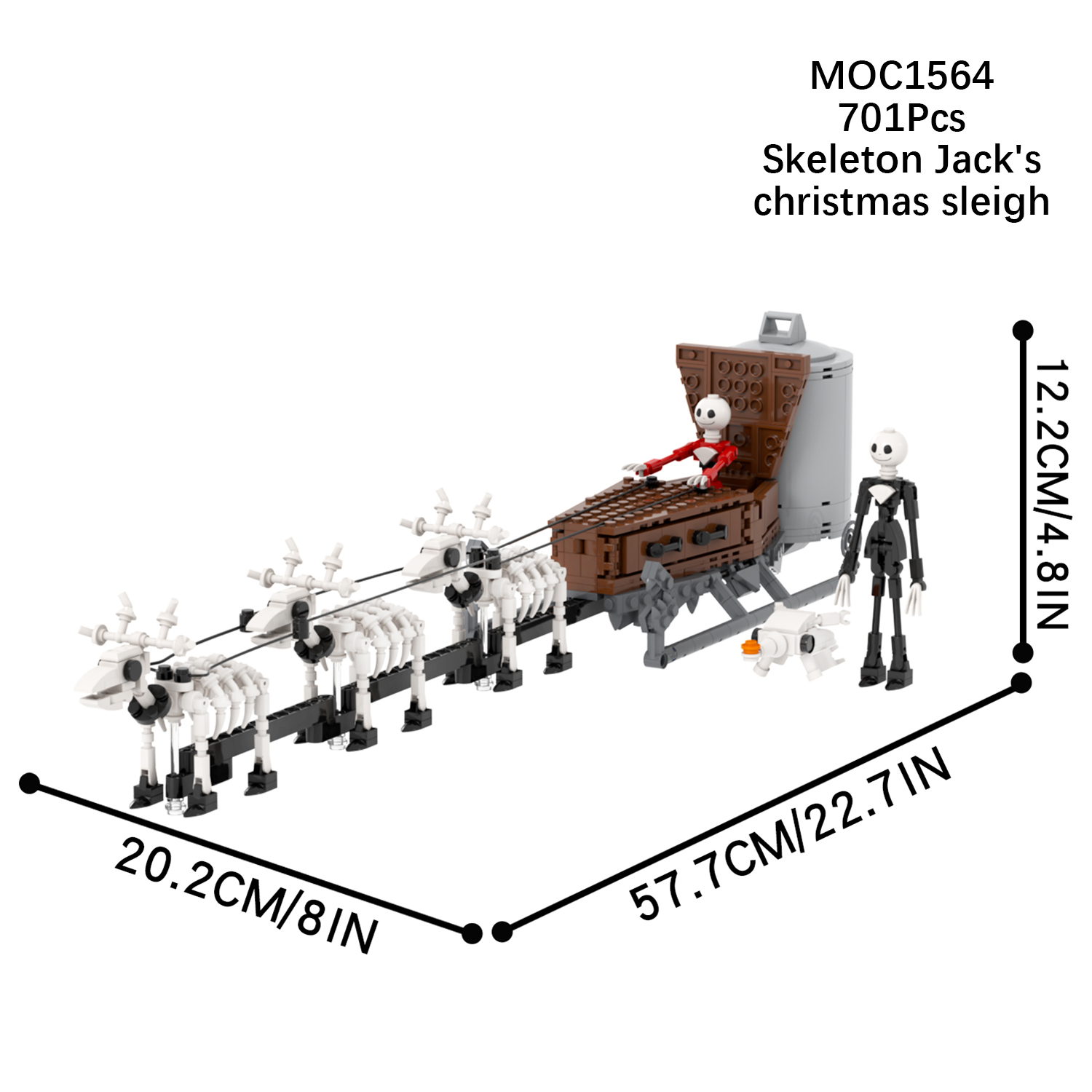 MOC1564 701PCS Skeleton Jack's Christmas Sleigh Gifts Puzzle DIY Building Block Sets Educational Toys Kids For Children
