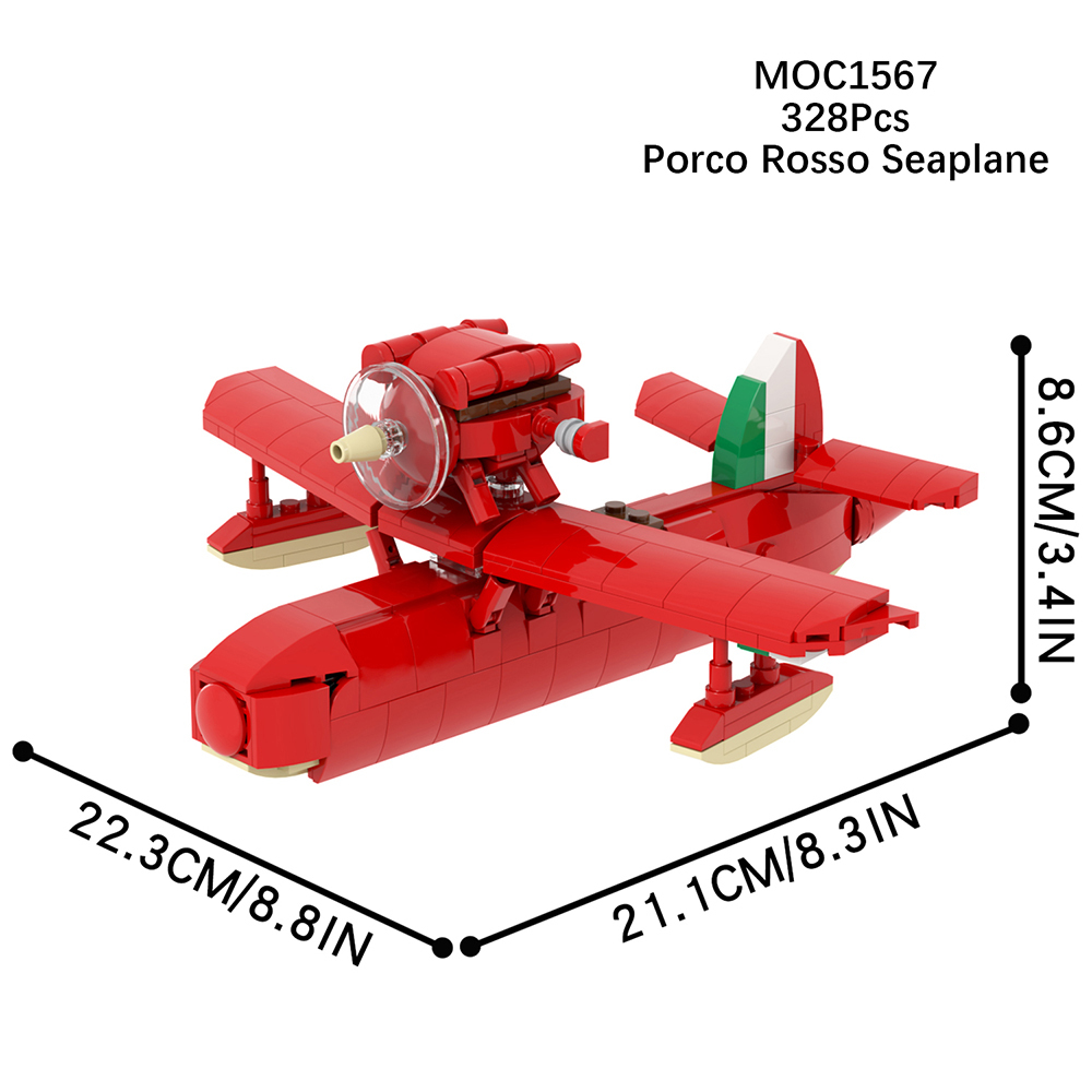 MOC1567 Hikoutei Jidai Anime Porco Rosso Seaplane 328Pcs Bricks Animated Film Assemble Education Building Blocks Kids Gift Toys