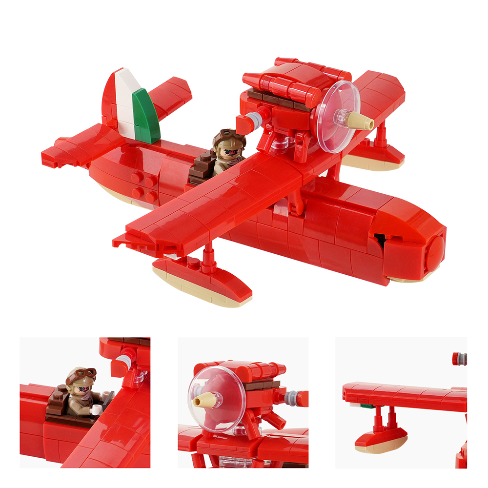 MOC1567 Hikoutei Jidai Anime Porco Rosso Seaplane 328Pcs Bricks Animated Film Assemble Education Building Blocks Kids Gift Toys