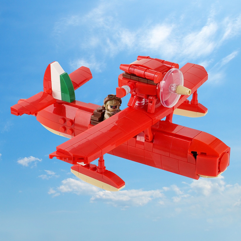 MOC1567 Hikoutei Jidai Anime Porco Rosso Seaplane 328Pcs Bricks Animated Film Assemble Education Building Blocks Kids Gift Toys