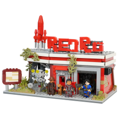 MOC1572 Fallout Red Rocket Truck Stop 880Pcs Bricks with Lucy Maclean Maximus Cooper Howard T60 Power Armor Building Blocks Toys