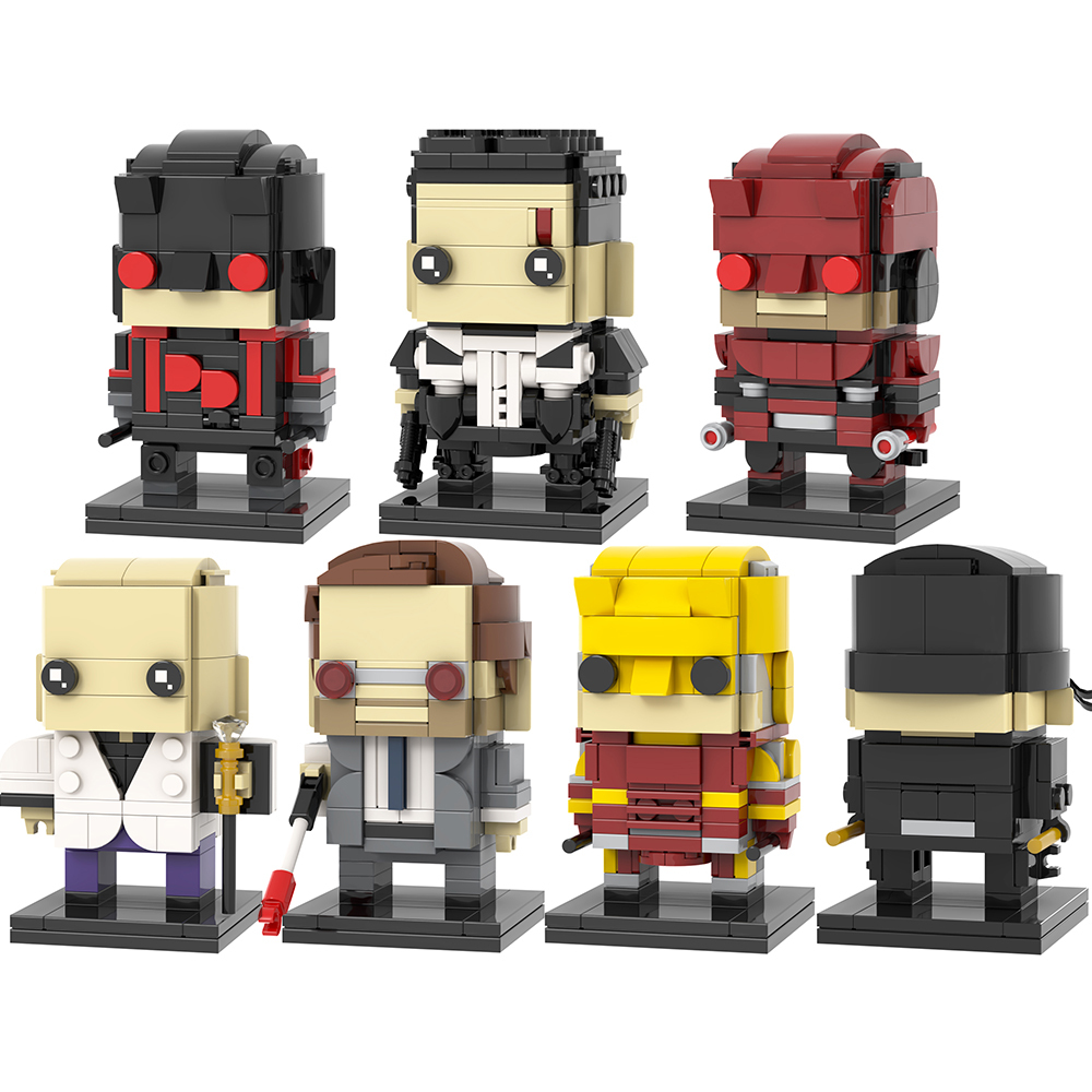 MOC7330-7336 Daredevil Kingpin Pinisher Marvel Super Heroes Movie Character Assemble Collect DIY Plastic Building Blocks Kids Gift Toys