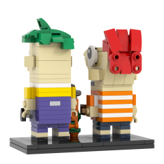 MOC7329 Phineas and Ferb 204Pcs Square Head Bricks Animated Film Educational Model DIY Assemble Building Blocks Kids Gift Toys