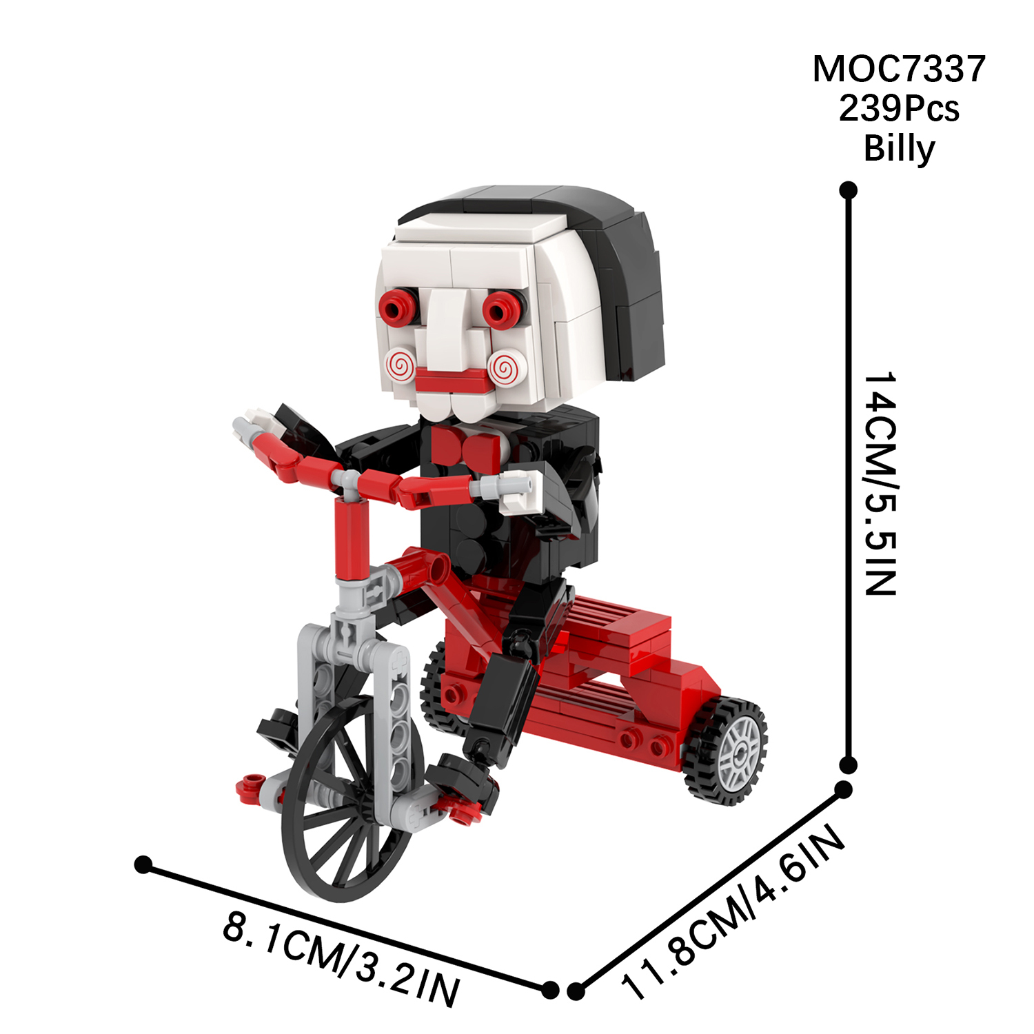 MOC7337 Billy 239Pcs Square Head Bricks Saw Crime Horror Film Assemble Collect DIY Halloween Building Blocks for Kids Gift Toys